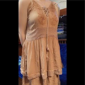 Cute brown cottage core/ bohemian spring dress.